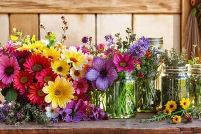 Una escena botánica rústica y vibrante