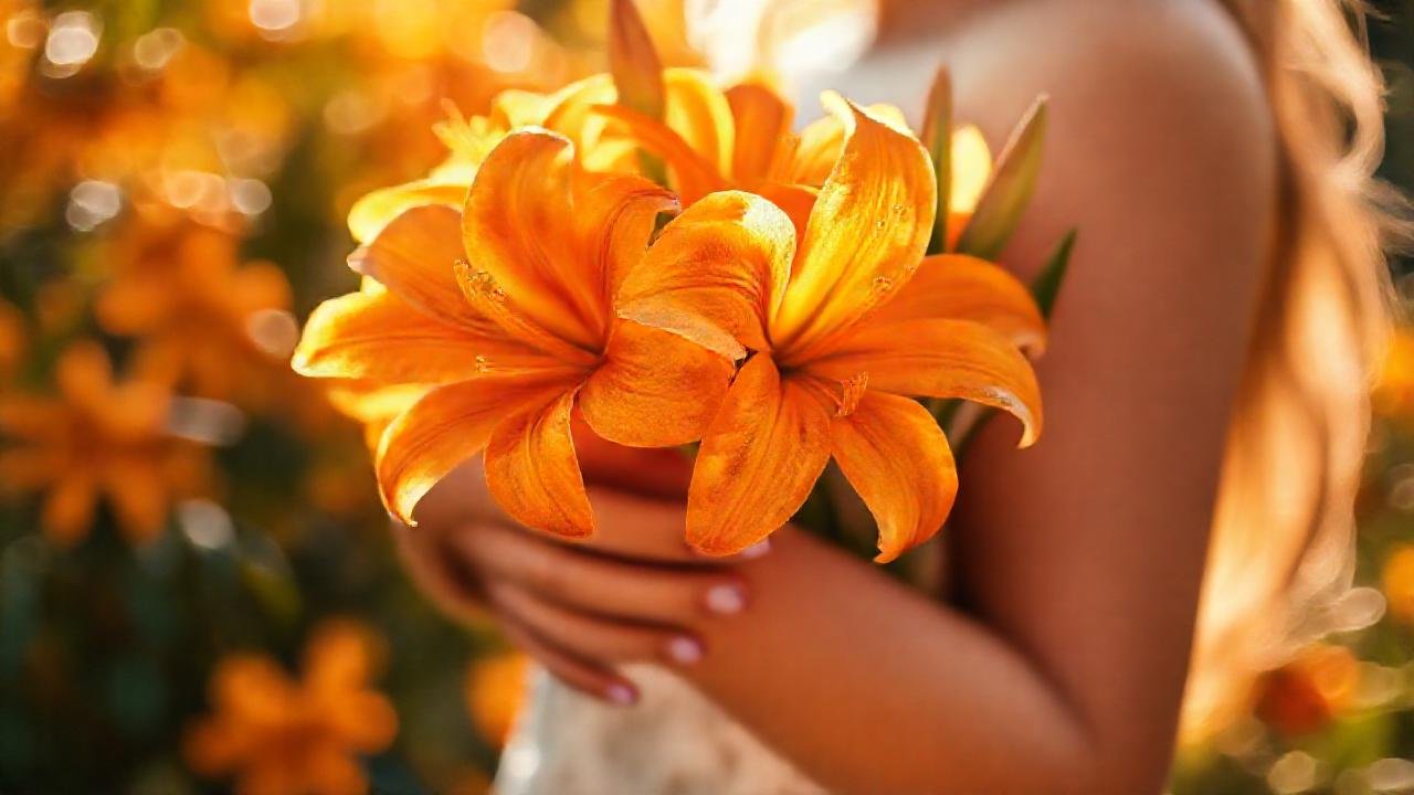 Flores vibrantes en cálida atmósfera romántica