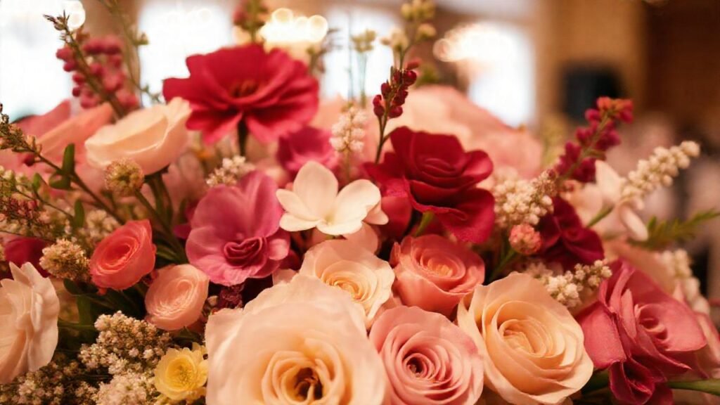 Un arreglo floral elegante celebra un evento