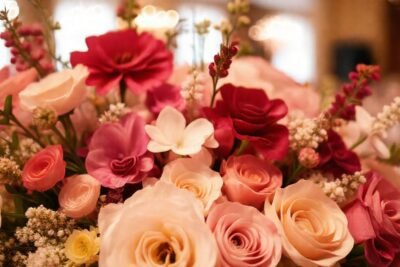 Un arreglo floral elegante celebra un evento