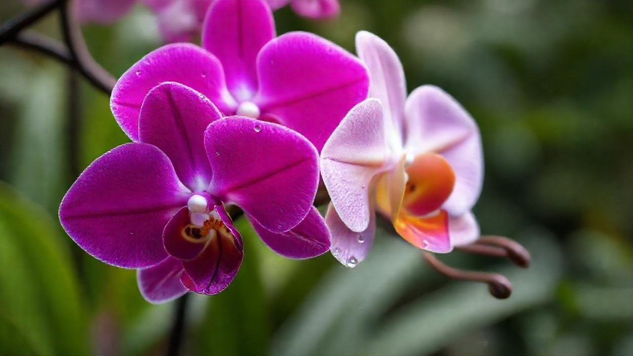 Orquídeas exóticas brillan en detalle