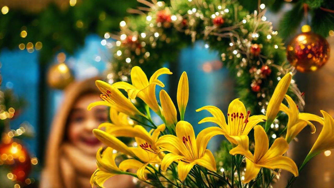 Un alegre y dorado ambiente navideño