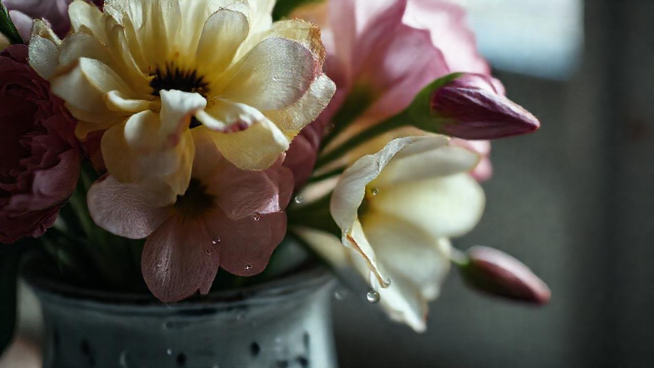 Un arreglo floral melancólico y decadente