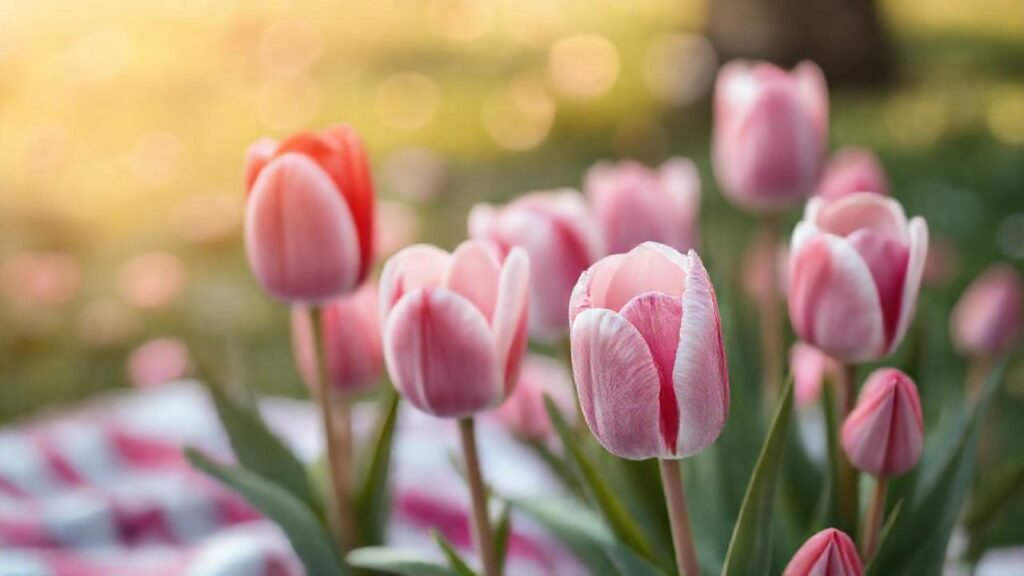 Tulipanes románticos en colores pastel