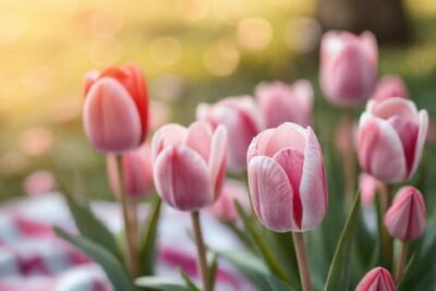 Tulipanes románticos en colores pastel