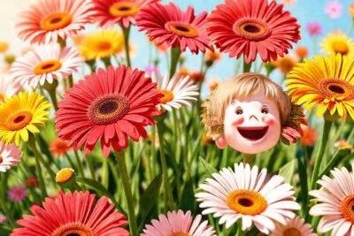 Daisies alegres ilustran un día soleado