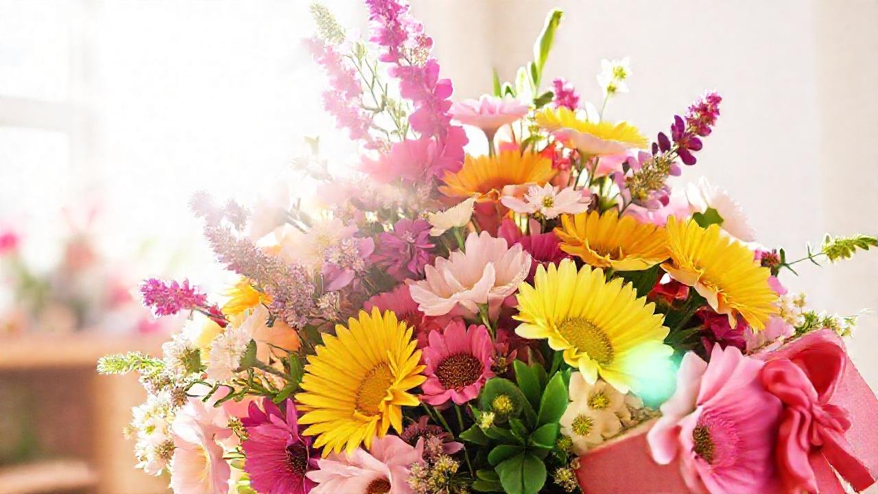 Un regalo floral alegre y colorido