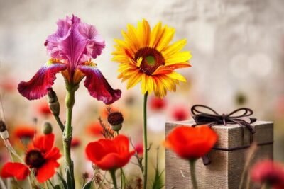 Flores vibrantes y robustas en caja