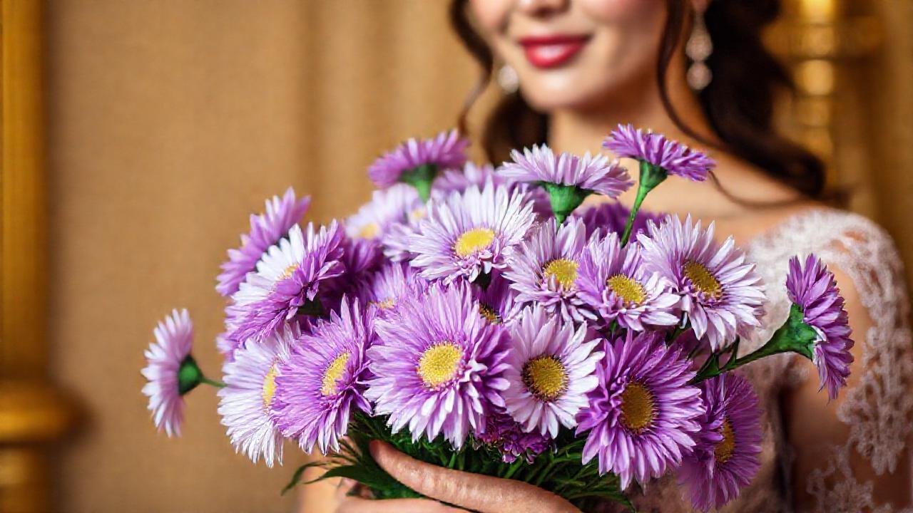 Un ramo de crisantemos púrpura elegante