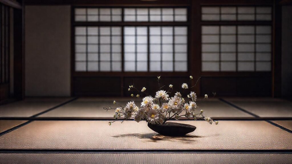 Un salón japonés sereno y minimalista