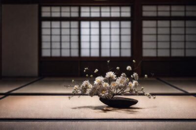 Un salón japonés sereno y minimalista