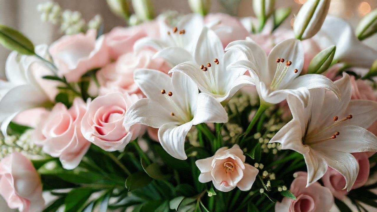 Un arreglo floral blanco crea elegancia