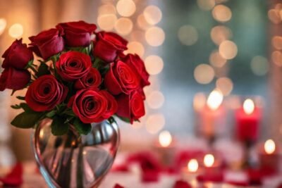 Rosas rojas evocan romance y elegancia