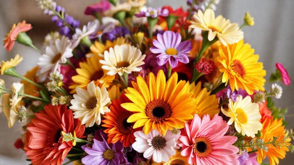 Un arreglo floral alegre y vibrante