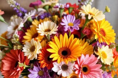 Un arreglo floral alegre y vibrante