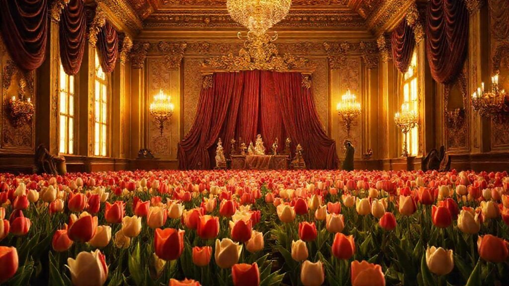 Un campo de tulipanes lujoso y sereno