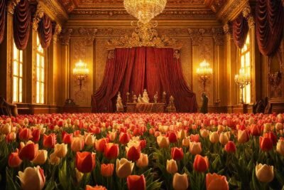 Un campo de tulipanes lujoso y sereno