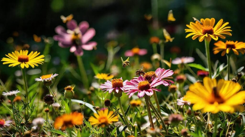 Flores silvestres vibrantes en un bosque