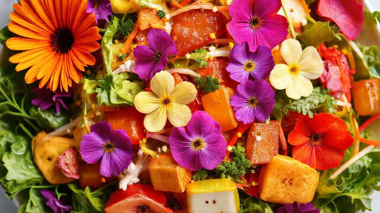 Una ensalada vibrante y fresca destaca