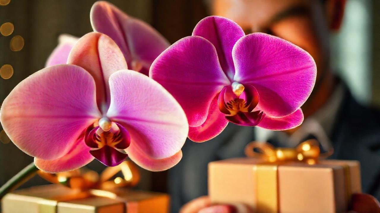 Orquídea elegante, regalo y alegría