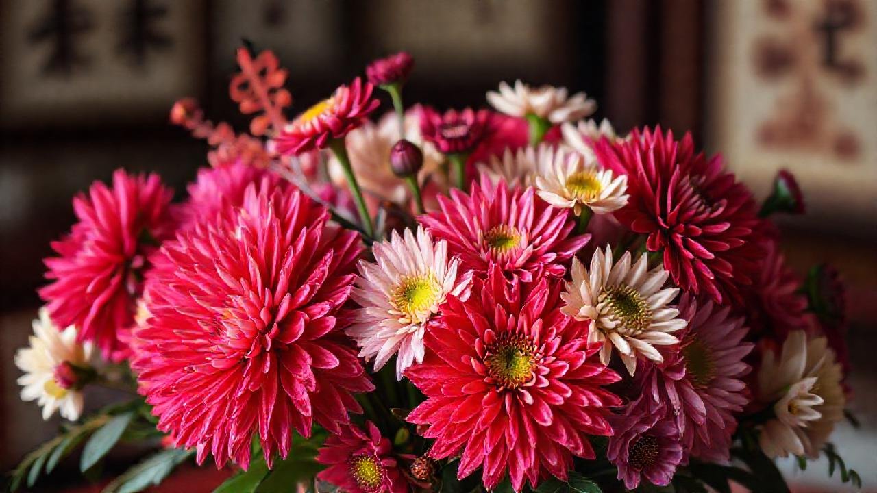 Flores asiáticas vibrantes evocan simbolismo cultural