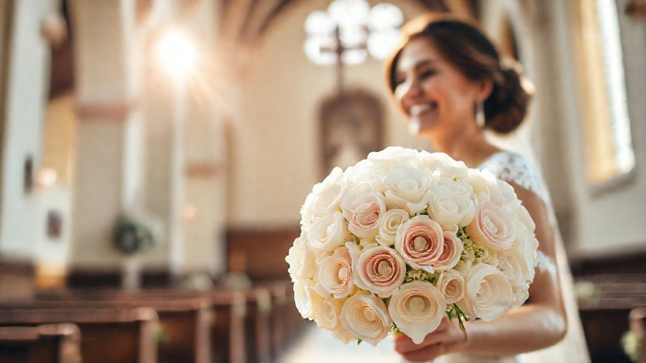 Un ramo blanco elegante en iglesia