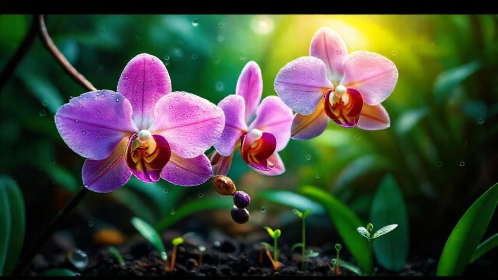 Orquídea vibrante en luz mística