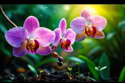 Orquídea vibrante en luz mística