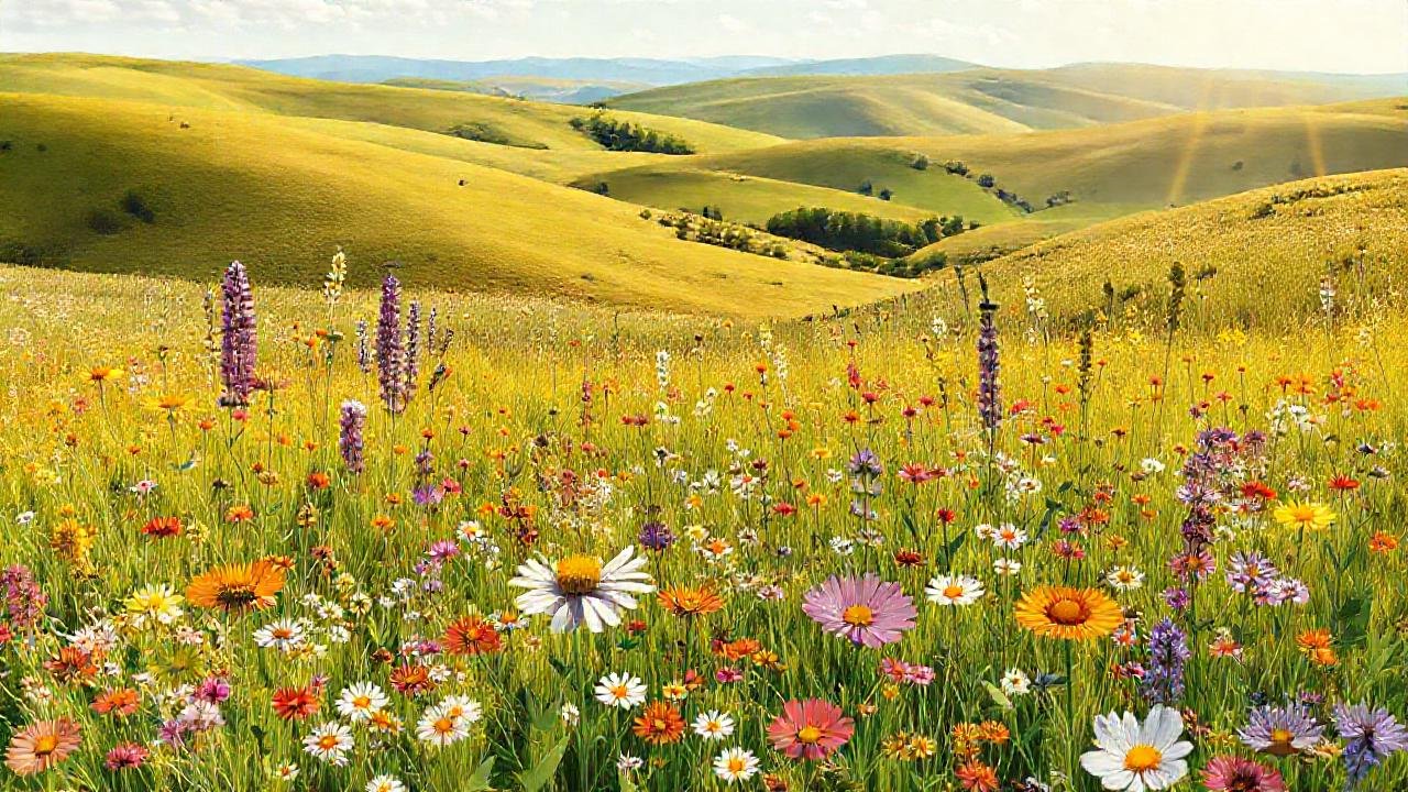 Un prado florido y colorido