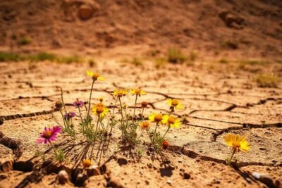 Flores silvestres desafían el árido paisaje
