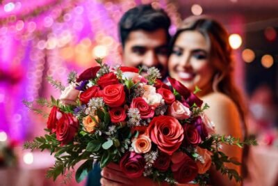 Un ramo romántico captura una alegría efímera