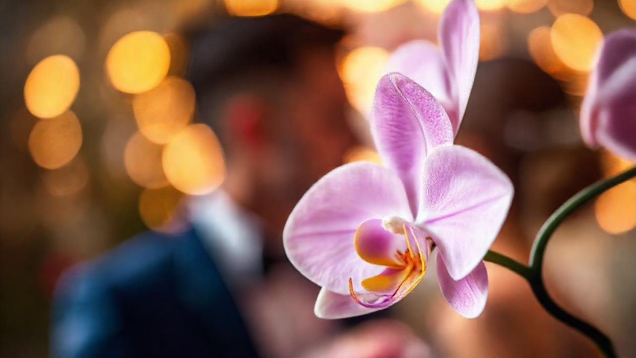 Orquídeas románticas, arte digital vibrante y elegante