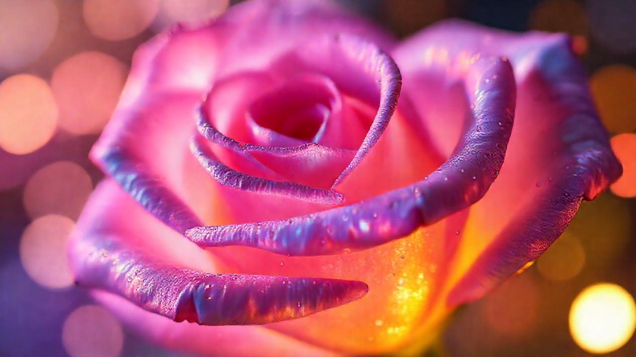 Rosa opalescente, belleza etérea, luz mágica