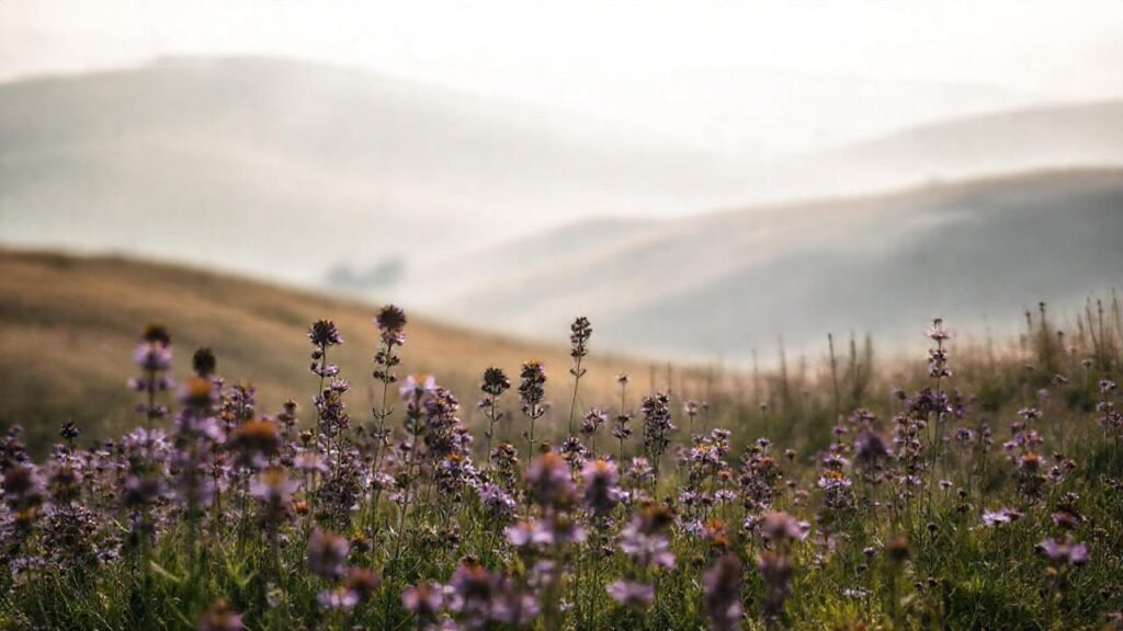 Flores moradas evocan belleza melancólica