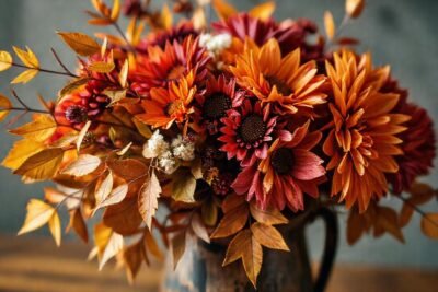 Un arreglo floral otoñal y simbólico