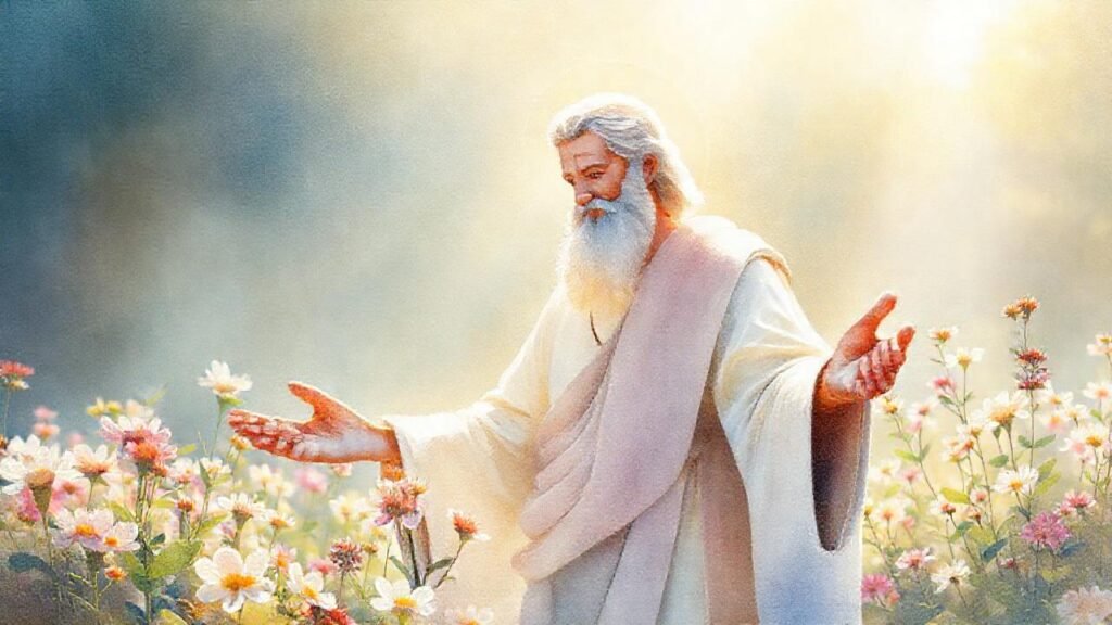 Un protector suave en un jardín sereno