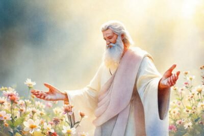 Un protector suave en un jardín sereno