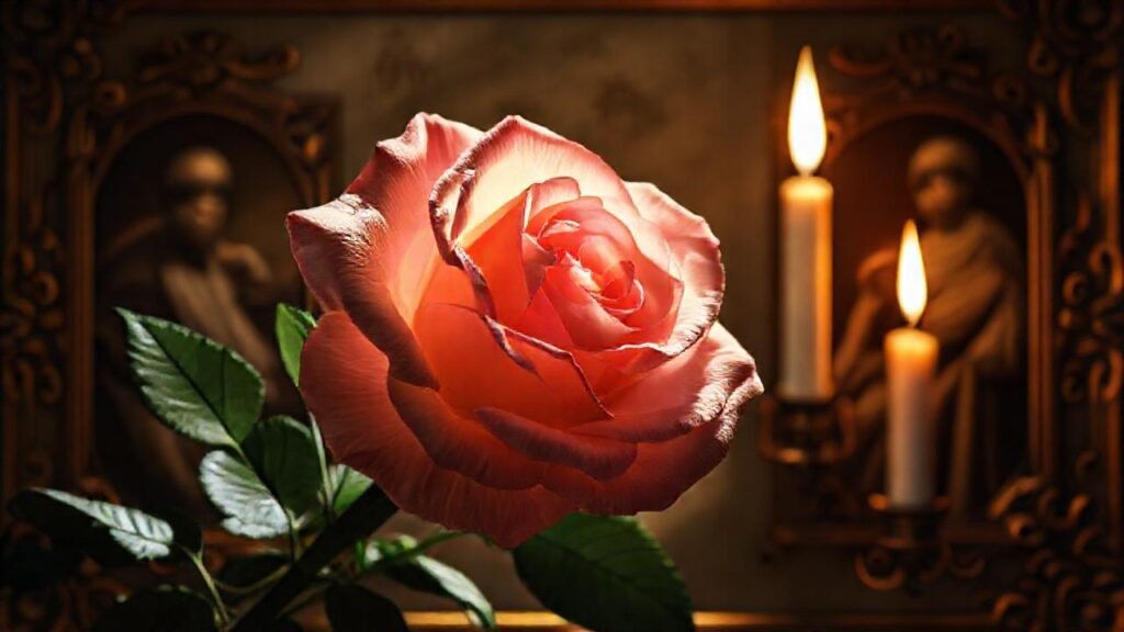 Élégancia vintage con simbolismo y sombras