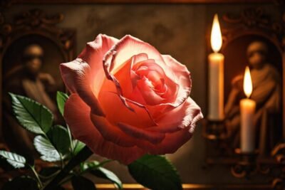 Élégancia vintage con simbolismo y sombras