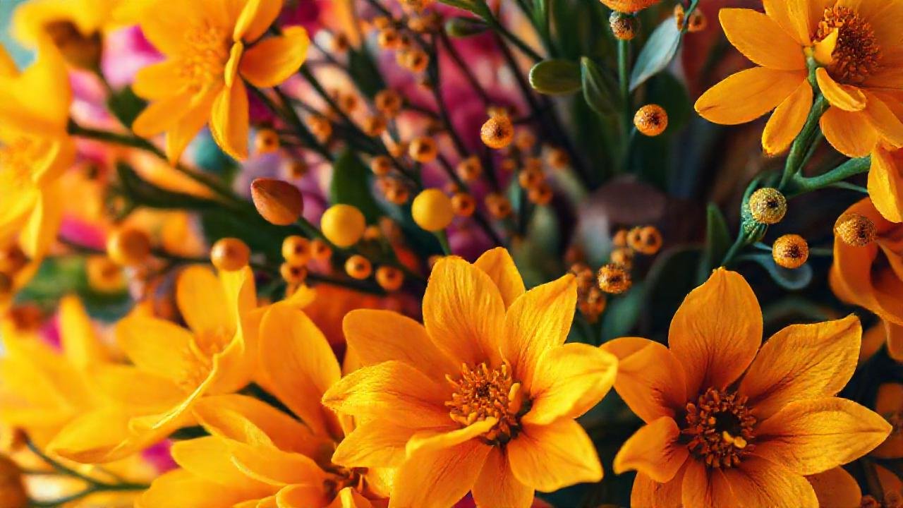 Flores doradas crean belleza etérea