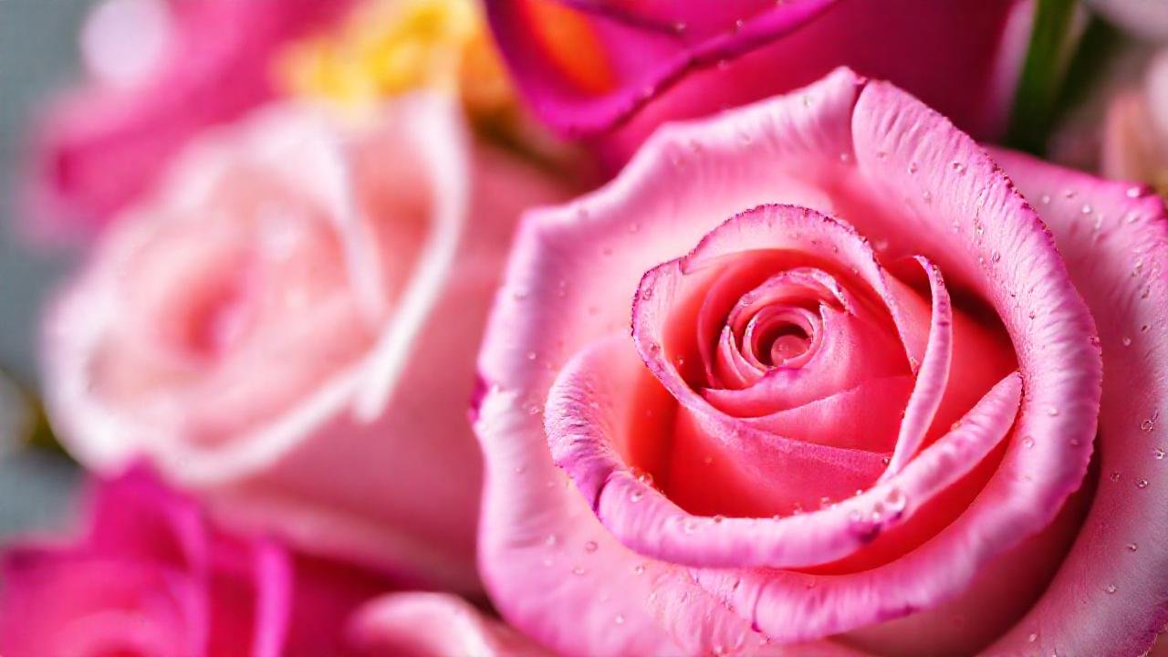 Rosas elegantes, delicadas y comestibles en acuarela