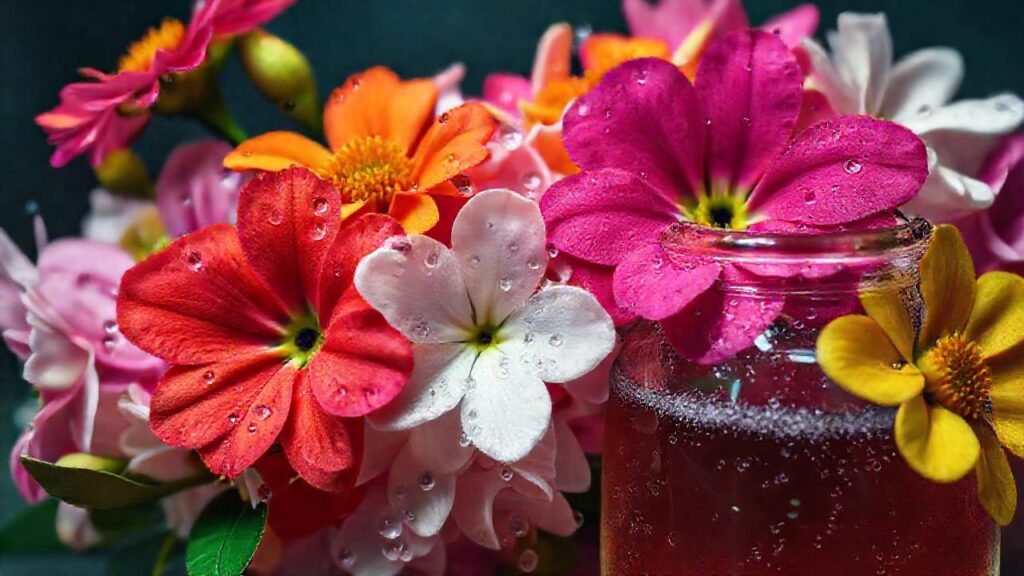 Flores frescas en luz elegante