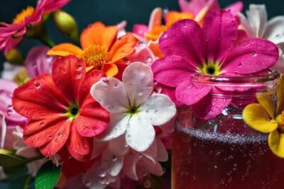 Flores frescas en luz elegante