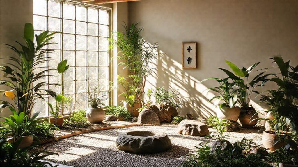Un jardín zen interior es sereno