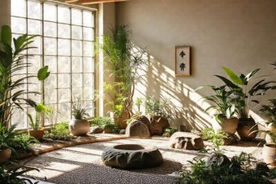 Un jardín zen interior es sereno