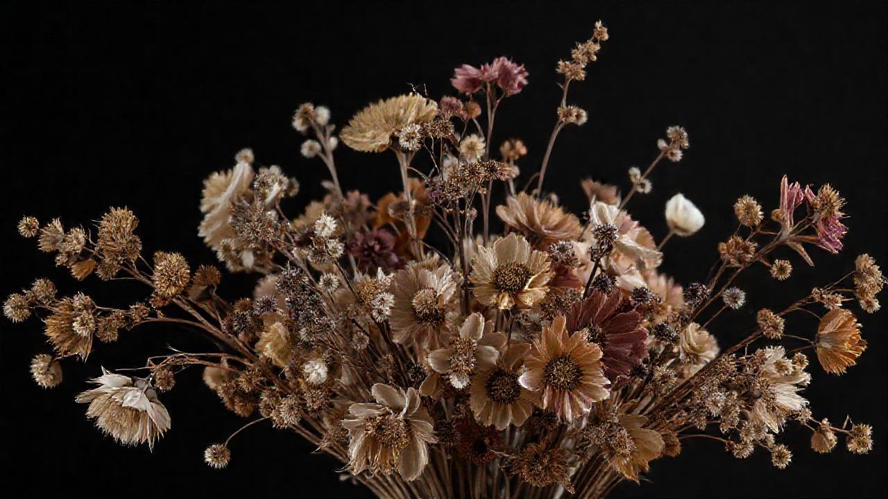Flores secas crean elegante composición moderna