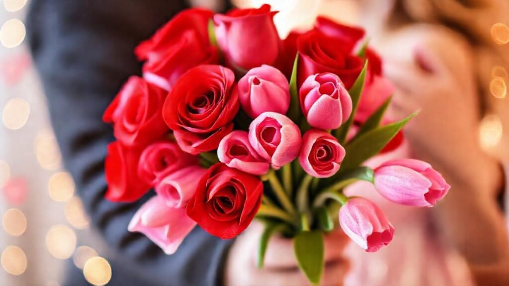 Un amor romántico en rojo y rosa