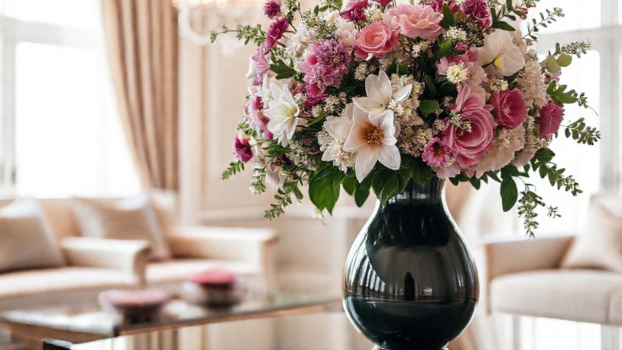 Un jarrón elegante celebra la floración lujosa