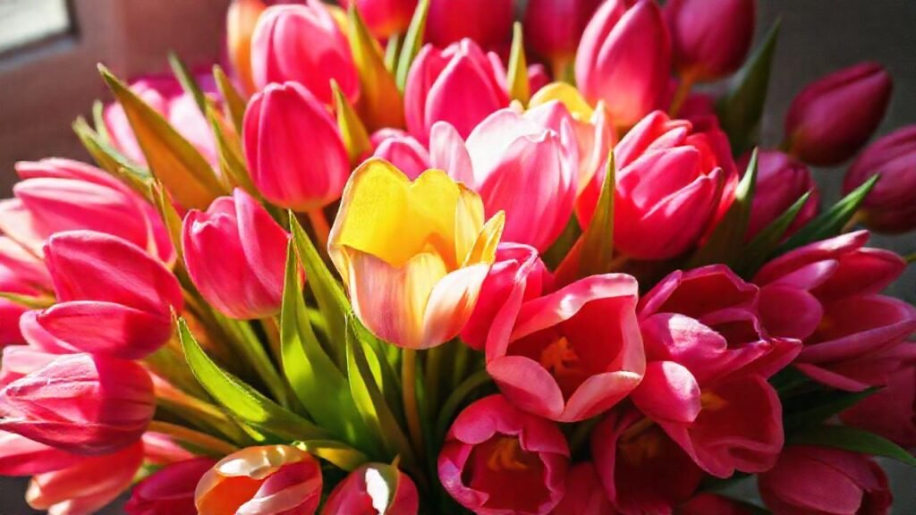 Tulipanes vibrantes en un estudio elegante