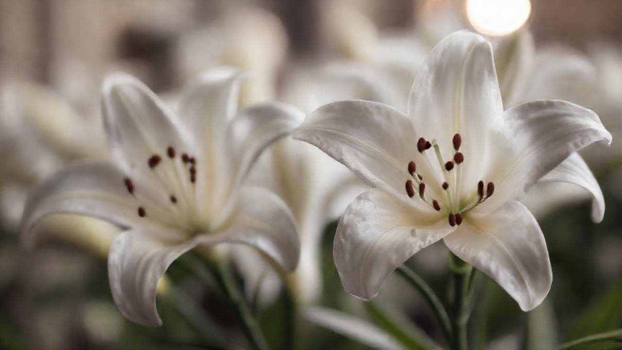 Lílias blancas transmiten elegía silenciosa y tristeza